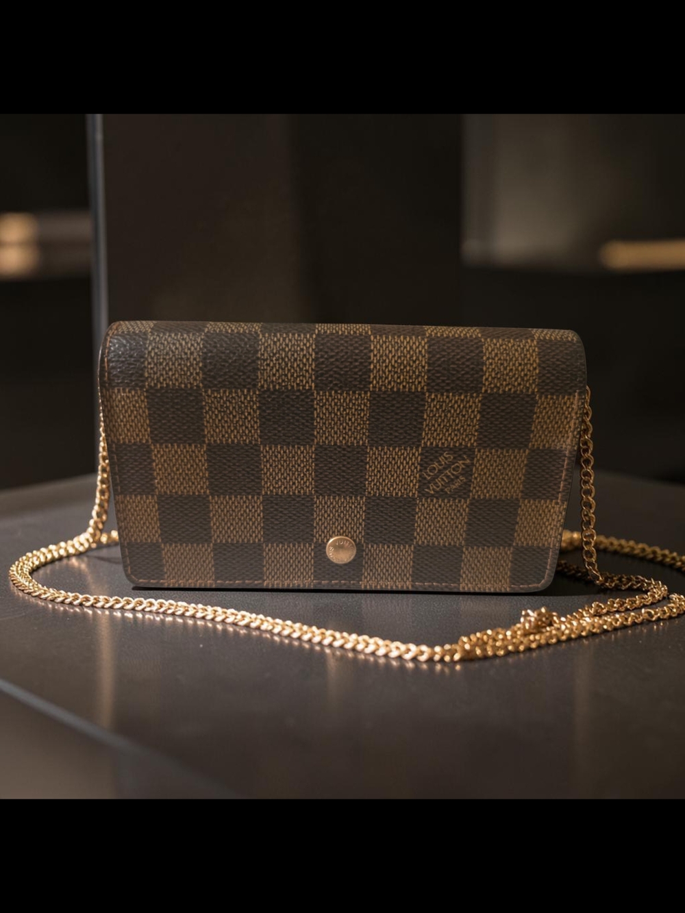 Louis Vuitton Brown Damier Ébène Chain Wallet Crossbody